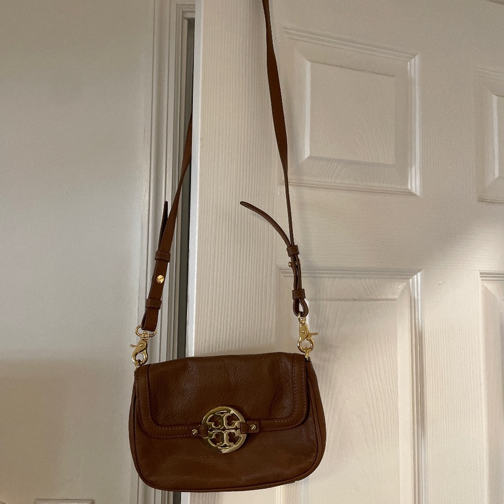 Tory Burch brown leather mini crossbody